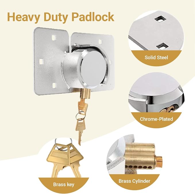 2 Pack Van Door Padlock Keyed Alike Heavy Duty Puck Lock w/Hasp | 73MM Solid Steel Hidden Shackle Padlock, Includes 4 Keys,12 bolts and nuts, for Garage, Shed, Vans, Trucks, Gates, Trailer