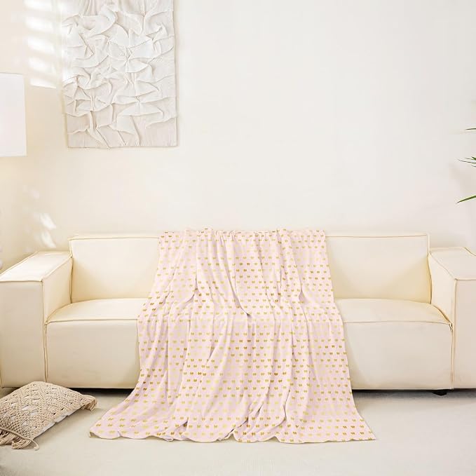 Erosebridal Gold Bow Sofa Slipcover Buffalo Plaid Decor Non Slip Fuzzy Pet Couch Covers for Sofa,Abstract Grid Kawaii Bow Tie Sofa Cover Furniture Protector Couch Soft for Kids,91" x 150"