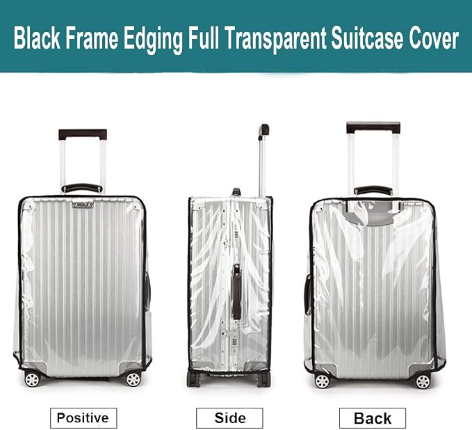 20 Inch Clear Suitcase Cover for Luggage TSA Approved Heavy Duty Waterproof PVC Protector Prevents Scratches Damage for Wheeled Travel Luggage
