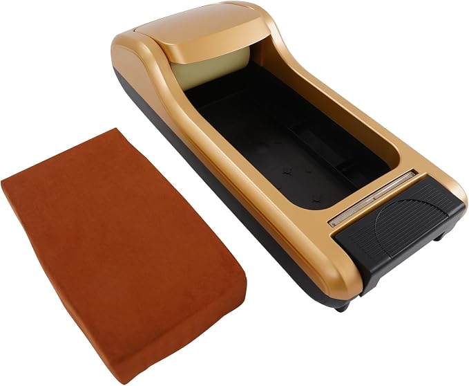 Automatic Shoe Covers Dispenser Shoe Covers Disposable Dispenser Portable Shoe Covers Disposable Waterproof Shoe Covers, Dust Proof, for Home, Shop and Office (Gold / 3 Roll Shoe Film)