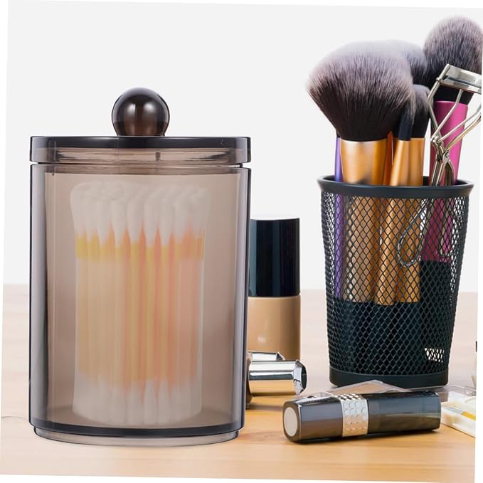 WOONEKY 9pcs Cotton Swabs Holder with Lid Elegant Bathroom Cotton Pads Dispenser for Organizing Items Portable and Versatile Storage for Home and Dorm Use