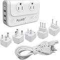 ALLWEI International Travel Adapter 220V to 110V Power Voltage Converter for Hair Straightener/Curling Iron, Universal Power Plug Adapter UK, US, AU, EU, IT, India (White)