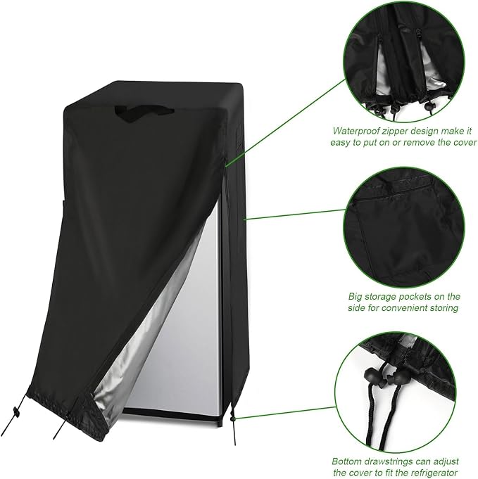 Refrigerator Cover, Waterproof&Dustproof Cover for Protecting Upright Freezers/Beverage Refrigerator-Suitable for Large Cold Rooms(33"W x 33"D x 67"H)
