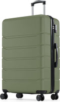 Sweetcrispy 28 Inch Carry on Luggage, Hard Shell ABS Suitcase with Double Spinner Wheels, Lightweight Expandable Rolling Suit Case with TSA Lock, Green