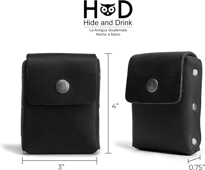 Hide & Drink, Waist Wallet, Holds Up to 20 Cards, Folded Bills & Coins, Charging Cables, Full Grain Leather, Handmade (Charcoal Black)