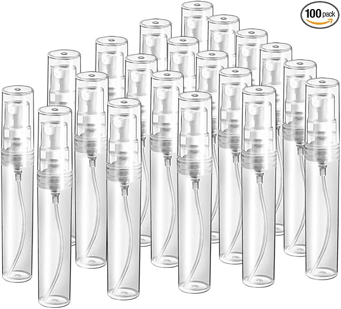 100Pcs 2ML-10ML Glass Perfume Bottles Spray Empty Bottles Fragrance Refill Bottle Clear Mini Atomiser Refillable Kits Atomizer Vials Portable Travel Sample Containers (clear,3ml)