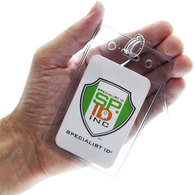5 Pack - Clear Plastic Luggage Identification Tags with Loops Included - Business Card or Photo Insert Bag Tags - Great for Travel and Student ID’s by Specialist ID (Locking Top)
