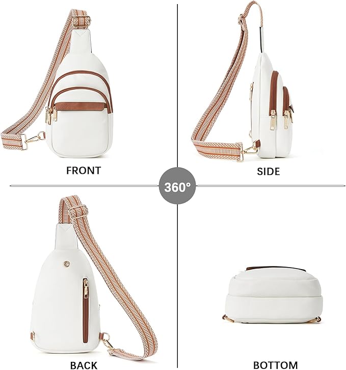 BOSTANTEN Sling Bag for Women Leather Crossbody Bags Fanny Pack Chest Bag for Travel