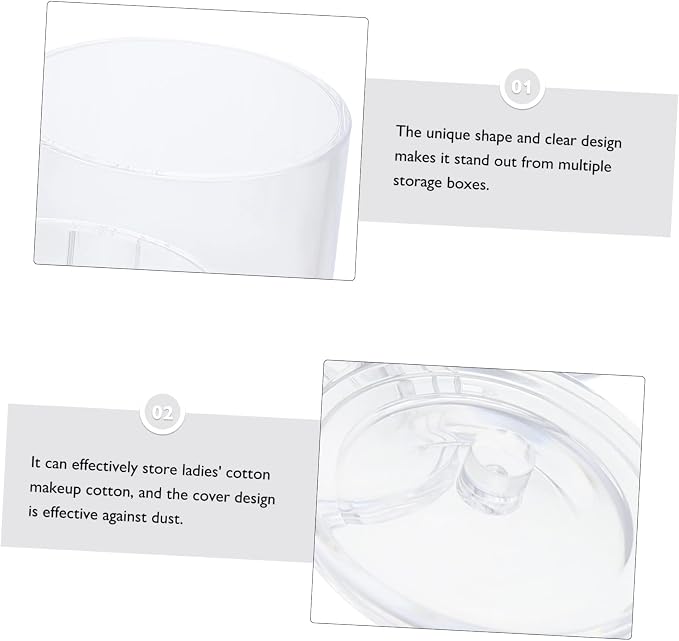 OUNONA Transparent Triple Compartment Cotton Swab Box with Dustproof Lid for Bathroom Storage Makeup Cotton Organizer and Vanity Holder for Balls Swabs and Pads