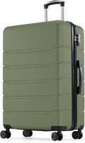 NEWBULIG 24 Inch Checked Luggage, ABS Hard Shell Lightweight Rolling Expandable Suitcase with Smooth Spinner Wheels and TSA Lock for Business Trips and Daily Vacations, Green