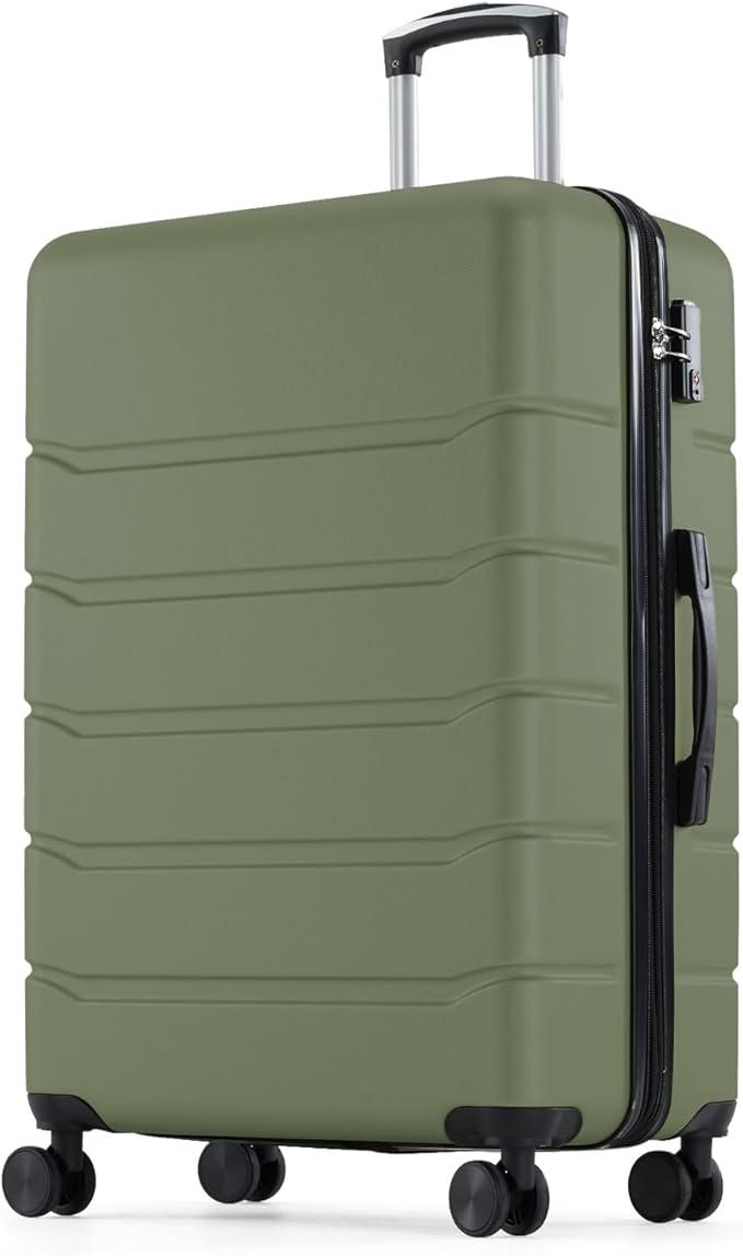 Sweetcrispy Carry on Luggage, Hard Shell ABS Suitcase with Double Spinner Wheels, Lightweight Expandable Rolling Suit Case with TSA Lock, 24 Inch Green