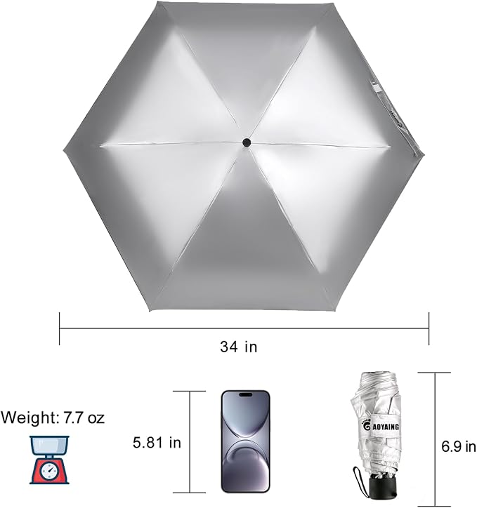 GAOYAING Compact Travel Umbrella with Case Sun&Rain Lightweight Small and Compact Suit for Pocket