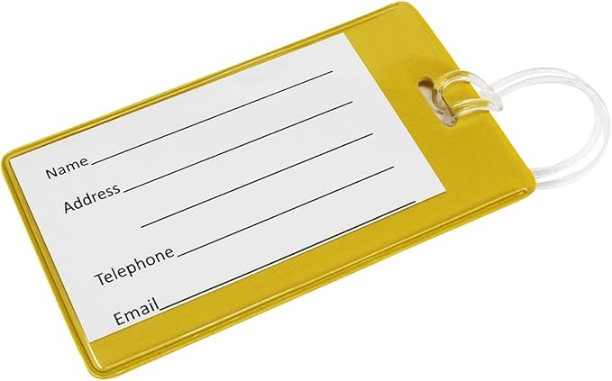 Bulk 25 Pack - Bright Backpack ID Luggage Tags for Student Identification Cards - School Name Badge Holder for Backpacks - Business Card Size with Clear Insert Window by Specialist ID (Yellow)