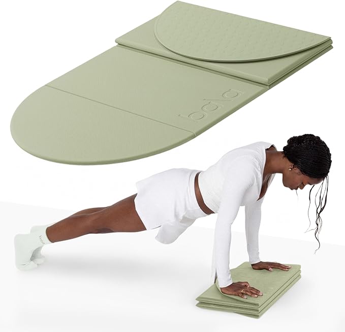 Bala Compact Workout Mat for Gym - 12MM Thick Slip-Resistant, Sweat Absorbing, & Foldable Yoga Mat for Pilates, Core Training & Exercise - Home Fitness Essentials for Women & Men - Travel-Friendly