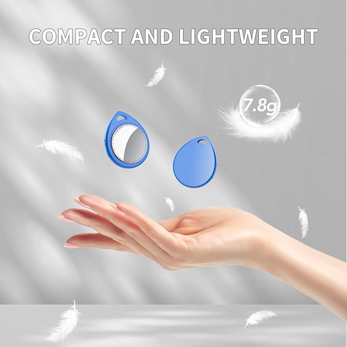 Air Tracker Tags-4 Pack Blue, 5.3 Bluetooth Tracker Work with Apple Find My (iOS Only), 100dB Sound, Smart Tag with Keychain/Lanyard, Item Finder for Luggage/Key/Suitcase, Replaceable Battery.