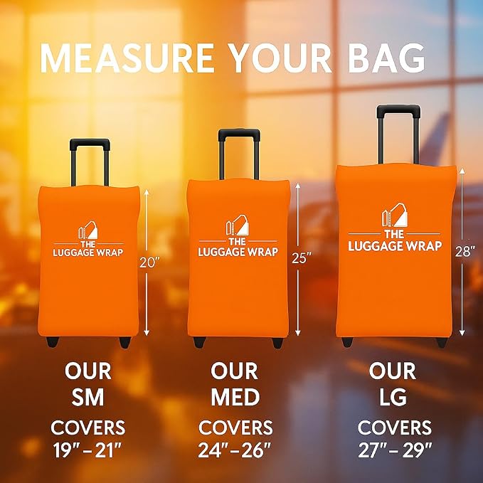 Small, Opulent Orange Water-Resistant Luggage Covers for Suitcase TSA Approved for 19"-21" - Durable Patented Design Suitcase Covers for Luggage, Fundas para Maletas, Travel Accessories