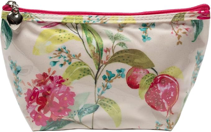 Jacaranda Living Small Cosmetic Bag - Water-Resistant, PVC-Lined - Pomegranate