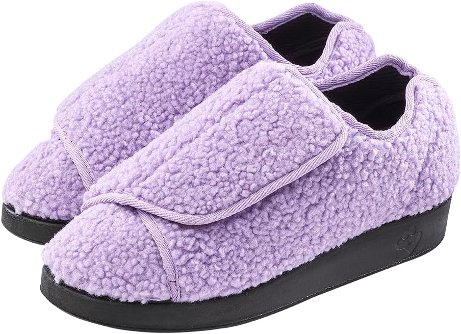 Silvert's Adaptive Clothing & Footwear Silverts Women's Extra Wide Adjustable Slippers Easy Closure Diabetic House Shoes Non Slip Comfort