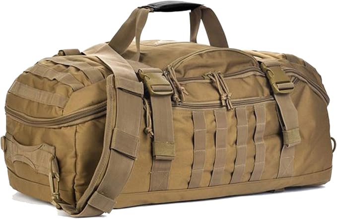 Miramrax Travel Duffle Bag Backpack for Men - Large Tactical Bags Weekender Gym Bag for Overnight Traveling Military Workout Deployment Sports (Coyote, 45L)