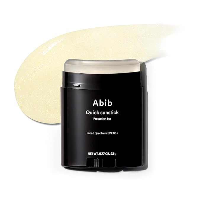 Abib Quick Sunstick Protection Bar SPF50+ Broad Spectrum, Glowy Sunscreen Stick for Dry & Sensitive Skin, No White Cast, With Centella & Aloe, Korean Sunscreen, 0.77 oz / 22 g