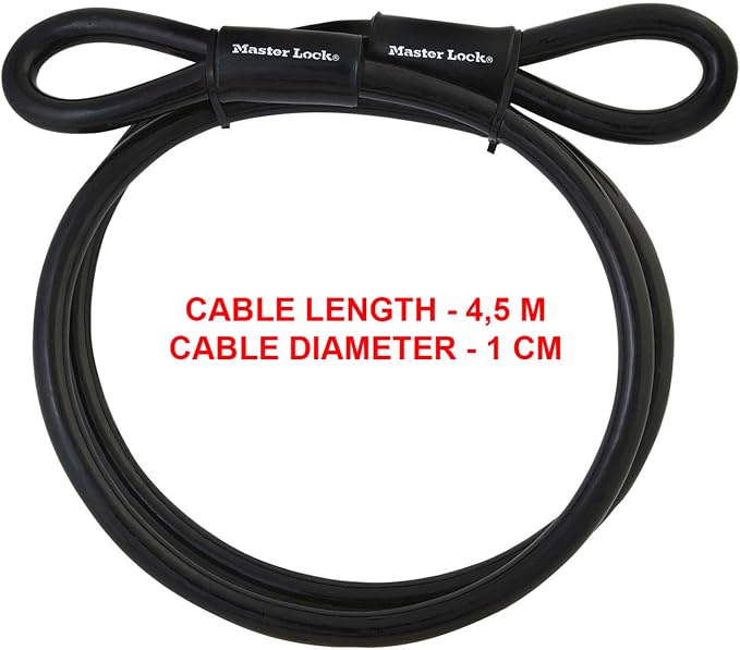 Master Lock 72DPF Steel Cable with Looped Ends, 15 ft. Long, Black (Pack of 4)