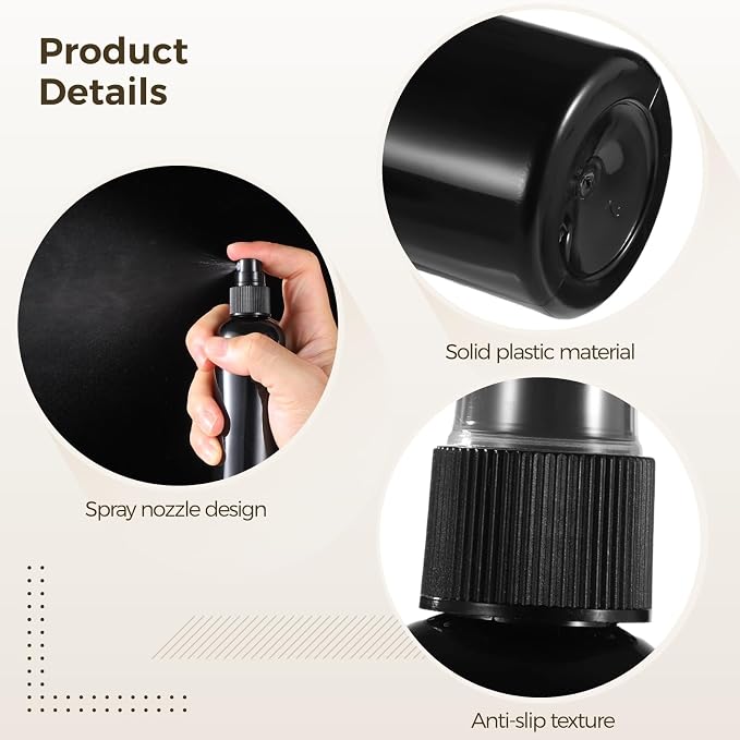 OMISTAR 48 Pcs 4 oz Plastic Spray Bottles - 120 ML Travel Size, Fine Mist Sprayers, Ideal for Perfumes, Cosmetics, Cleaning Solutions, and More, Black