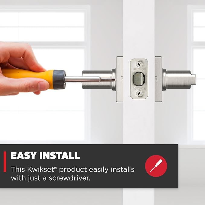 Kwikset Casey Door Handle, Privacy, Satin Nickel | Interior Lever | Keyless Turn Lock | Microban Protection | Pack of 2