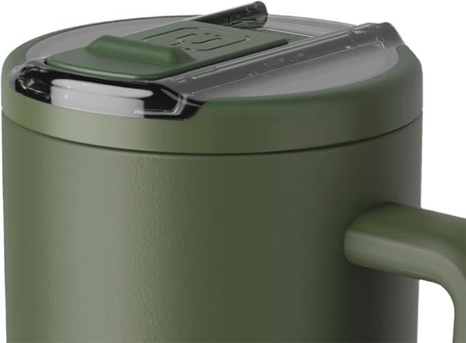 BrüMate Era Flip 30oz Tumbler with 100% Leakproof Covered Straw Lid | Hygienic Covered Straw | Insulated Stainless Steel Water Bottle with Handle | Cup Holder Friendly | BPA-Free (OD Green)
