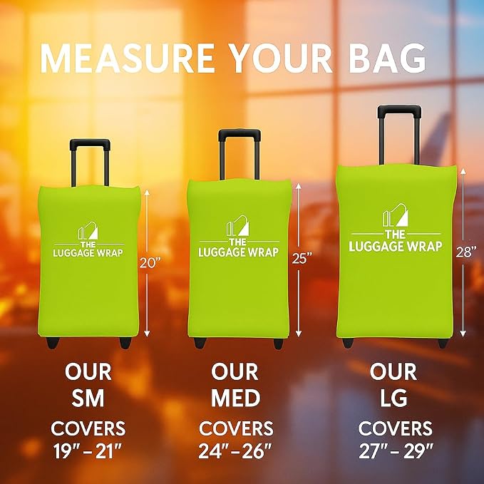 Medium Lemony Lime Green Water-Resistant Luggage Covers for Suitcase TSA Approved for 24"-26" - Durable Patented Design Suitcase Covers for Luggage, Fundas para Maletas, Travel Accessories