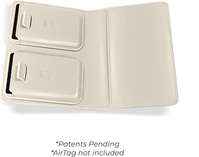 Kings Loot Passport Holder Wallet – RFID Blocking Leather Travel Wallet with Built-in Airtag Holder – Holds 1-6 Cards & Passport – Easy Pull Tab – Slim & Stylish Wallets (Ivory)