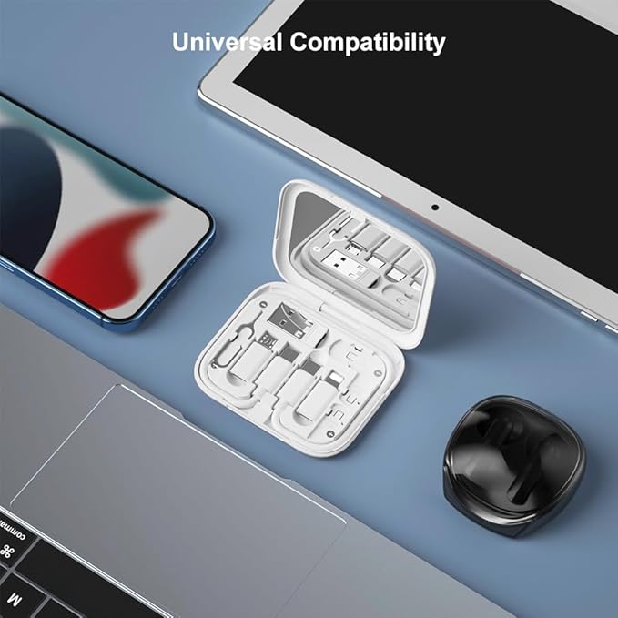 YANZIE USB-C Travel Adapter Kit for iPhone, Pixel & Galaxy: USB-A to C, Micro-USB to C, Type-C to Lightning, Short USB-C Cable, OTG, Mirror Case
