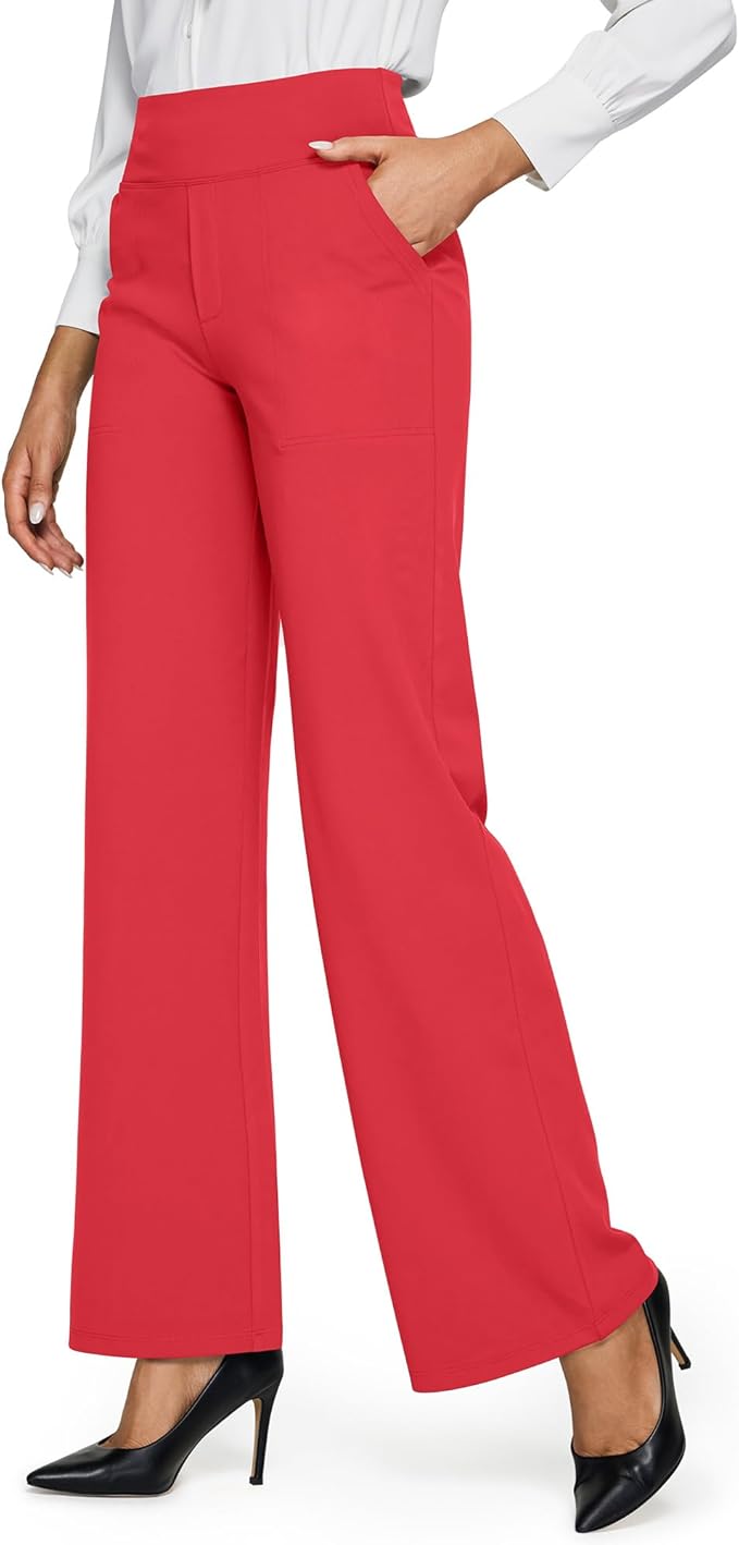 G4Free EverGoing Yoga Pants Women Wide Leg Pants with Pockets High Waist Stretch Dress Casual Sweatpants Petite/Regular/Tall