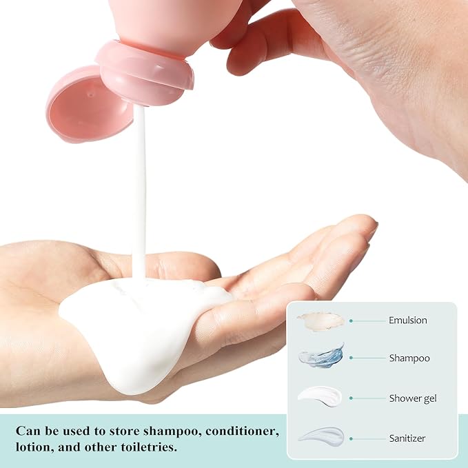 Healeved Travel Bottles 4-Pack 3.93 Inch Refillable Plastic Toiletry Containers for Shampoo Lotion Conditioner Travel Size Squeeze Bottles Portable Leak-Resistant