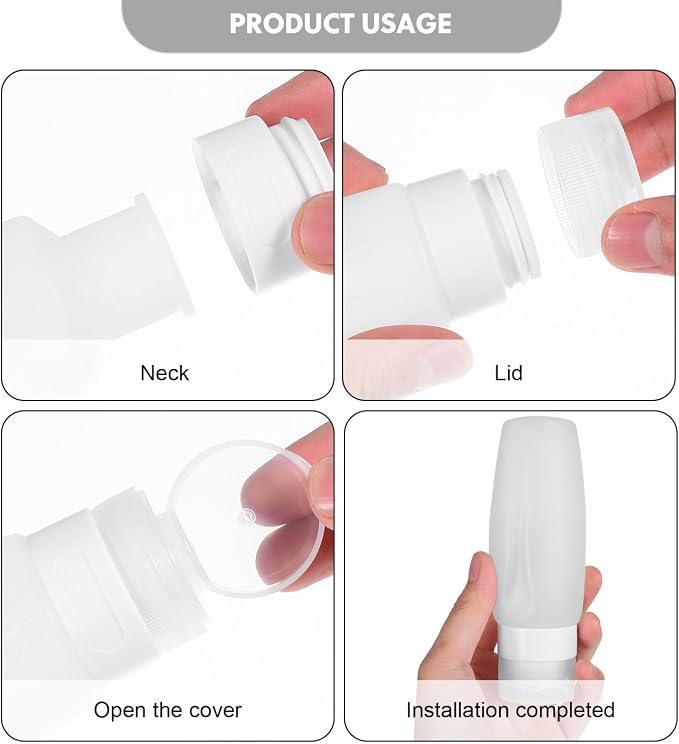 Healeved 8pcs Travel Bottles Refillable Containers for Shampoo Conditioner Lotion Squeeze Tubes with Leakproof Design for Travel and Daily Use