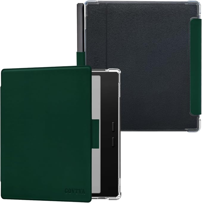 Pen Holder Case for Onyx Boox Go Color 7 (Gen 1/2, 2024/2025) / Boox Go 7 Ultra-Thin Enhanced Auto Sleep/Wake Cover with Transparent TPU Back & Magnetic Closure (Green)