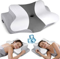 Cervicac了Neck Pillow for Pain Relief - Ergonomic Side Sleeper Pillow for Neck Support, Contour Orthopedic Cervical Pillow for Sleeping, Cooling Memory Foam Pillows for Back Sleepers (Light Grey&White)