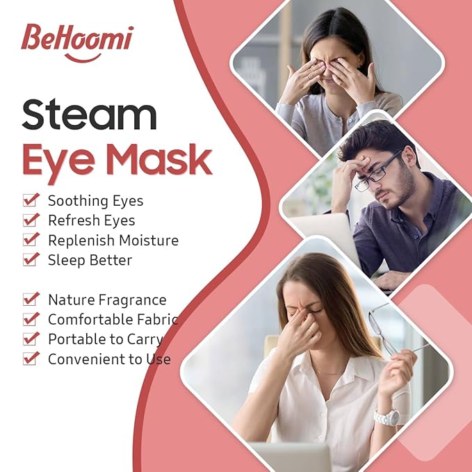 BeHoomi Steam Eye Mask, 10Packs Heated Eye Mask, Self Heating Disposable SPA Warm Compress for Eyes Sleep Mask, Travel Essentials & Relaxation Gifts for Women, Mothers Day Gifts (Rose Scent)
