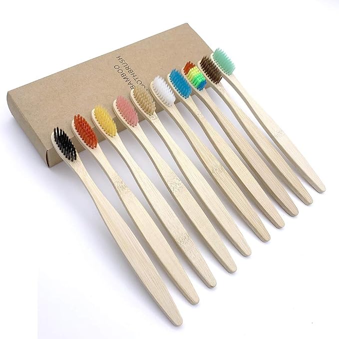 10PCS Colorful Natural Toothbrush Set Soft Bristle Charcoal Teeth Whitening Toothbrushes Dental Oral Care