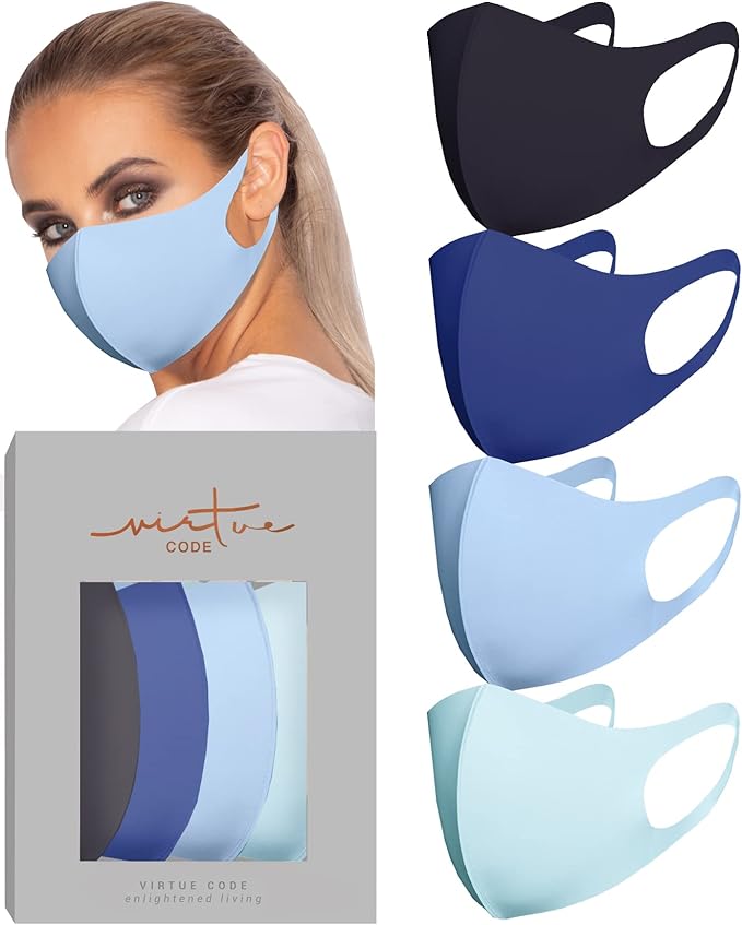 Virtue Code Second Skin Cloth Face Mask Pack. 4 Buttery Soft Masks Washable Fabric