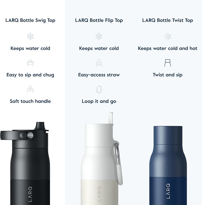 LARQ Summer Swig Set: Bottle Swig Top 34oz Obsidian Black Filter Straw