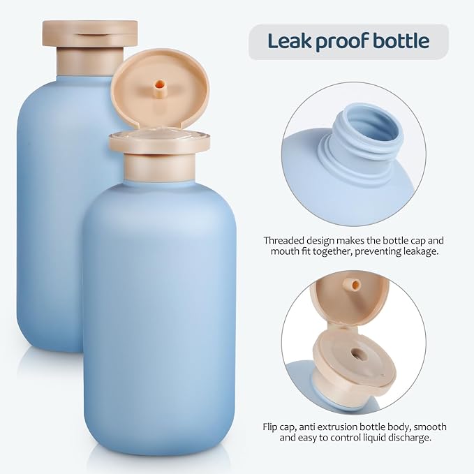 Healeved 2pcs Travel Toiletries Bottles Leak Refillable Containers for Shampoo Lotion Stylish Each for Outdoor Adventures and Business Trips