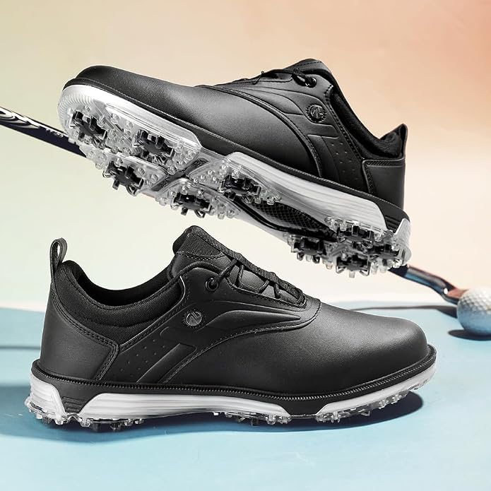 ULTIANT Mens Golf Shoes Waterproof Fixed Spikeless Sole Comfortable Outdoor Sport Shoes Size7.5-13