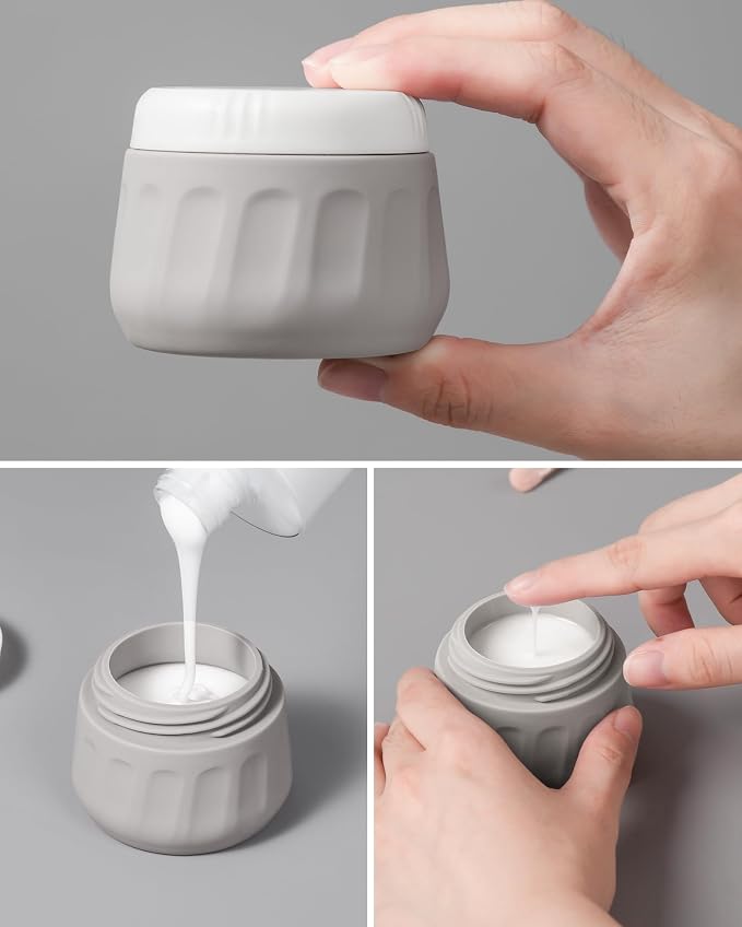 Mrsdry Travel Size Toiletries 8 Pack, TSA Approved 3oz Silicone Squeeze Bottles & Cream Jars with Clear Travel Bag