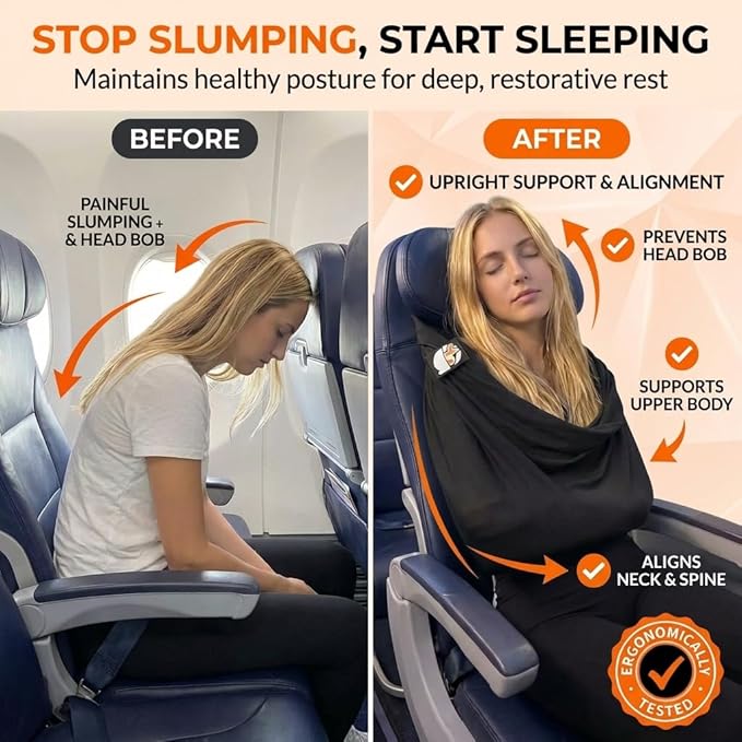 The Slyng-Premium Travel Blanket System – Airplane Sleep Support, Blanket Body Sling for Deep Sleep | Ultra-Soft, Breathable, Compact Carry-On Travel Essential for Long Flights and Car Road Trips