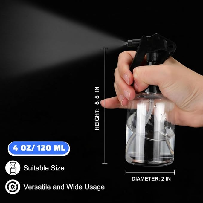 Domensi 30 Pcs 4 oz Empty Plastic Spray Bottle with Black Trigger Sprayers Clear Small Sprays Bottles Adjustable Head Refillable Liquid Containers for Hair Plant Water Home Cleaning Essential Oils
