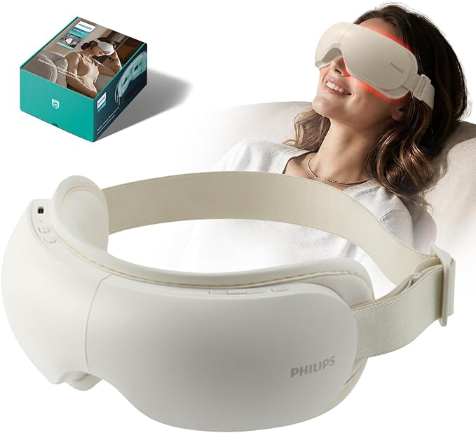 PHILIPS Eye Massager with Heat, Fathers Day Dad Gifts for Men&Birthday Gifts for Women,Her, Compression Sleep Massage for Headache and Migraine Relief, Eye Strain,Better Sleep, Daily Use,Home