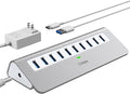 Powered USB Hub 10Gbps, intpw USB Port Hub with 10 Port USB 3.1 Data, 36W Power Adapter, 3.3FT USB-A & USB-C Cables, Aluminum USB Hub for PC, Laptop, Mac, Desktop