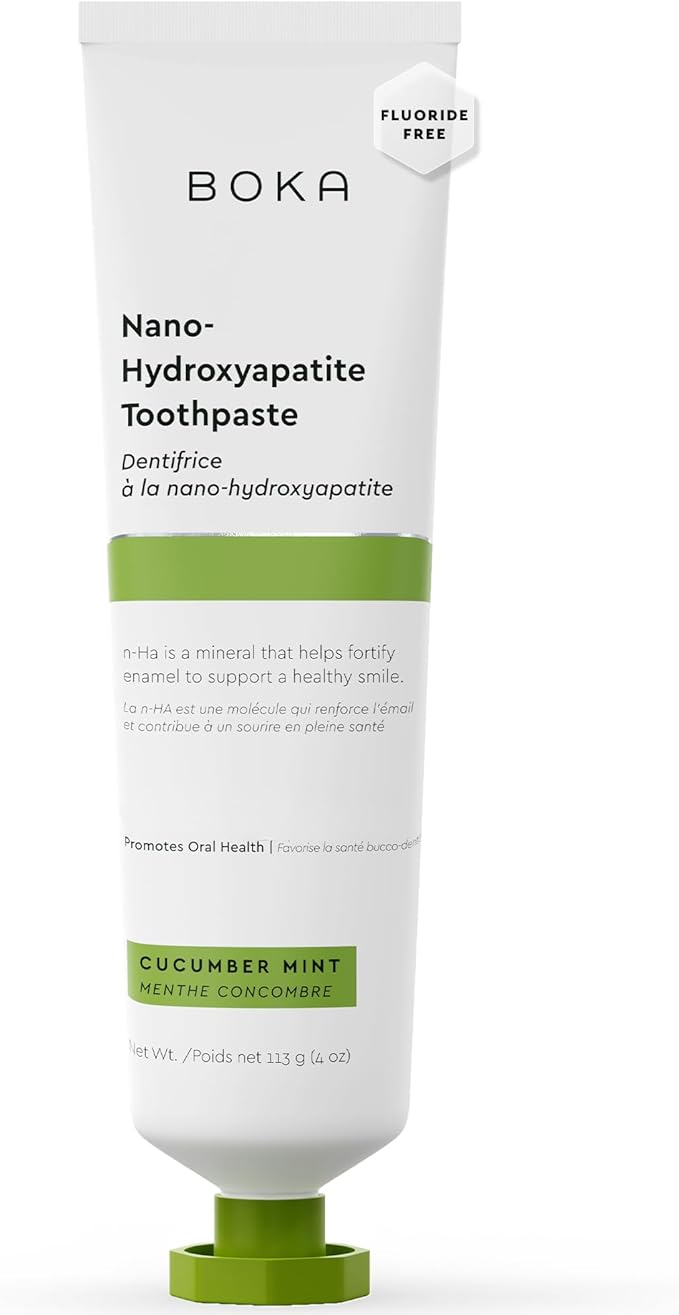 Boka Fluoride Free Toothpaste, Nano Hydroxyapatite Toothpaste, Appropriate for Sensitive Teeth - for Adult, Kids Oral Care - Cucumber Mint Flavor, 4 Fl Oz 1Pk US Manufactured