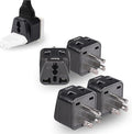 OREI USA, Canada Adapter Plug, Europe, UK, China to US American Adaptor - Grounded - Type B - Universal Socket - EU to US - 4 Pack