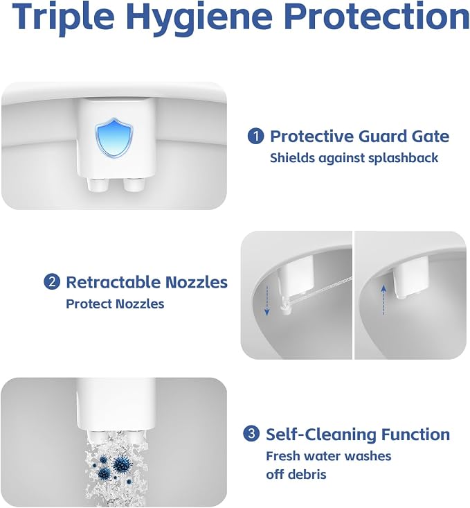 Bidet Attachment for Toilet Seat Water Pressure - Non Electric Bidets Self Cleaning Sprayer - Dual Nozzle Bidet Attachments Toilets Spray - Adjustable Bidets Wash Butt Cleaner for Bathroom Gifts